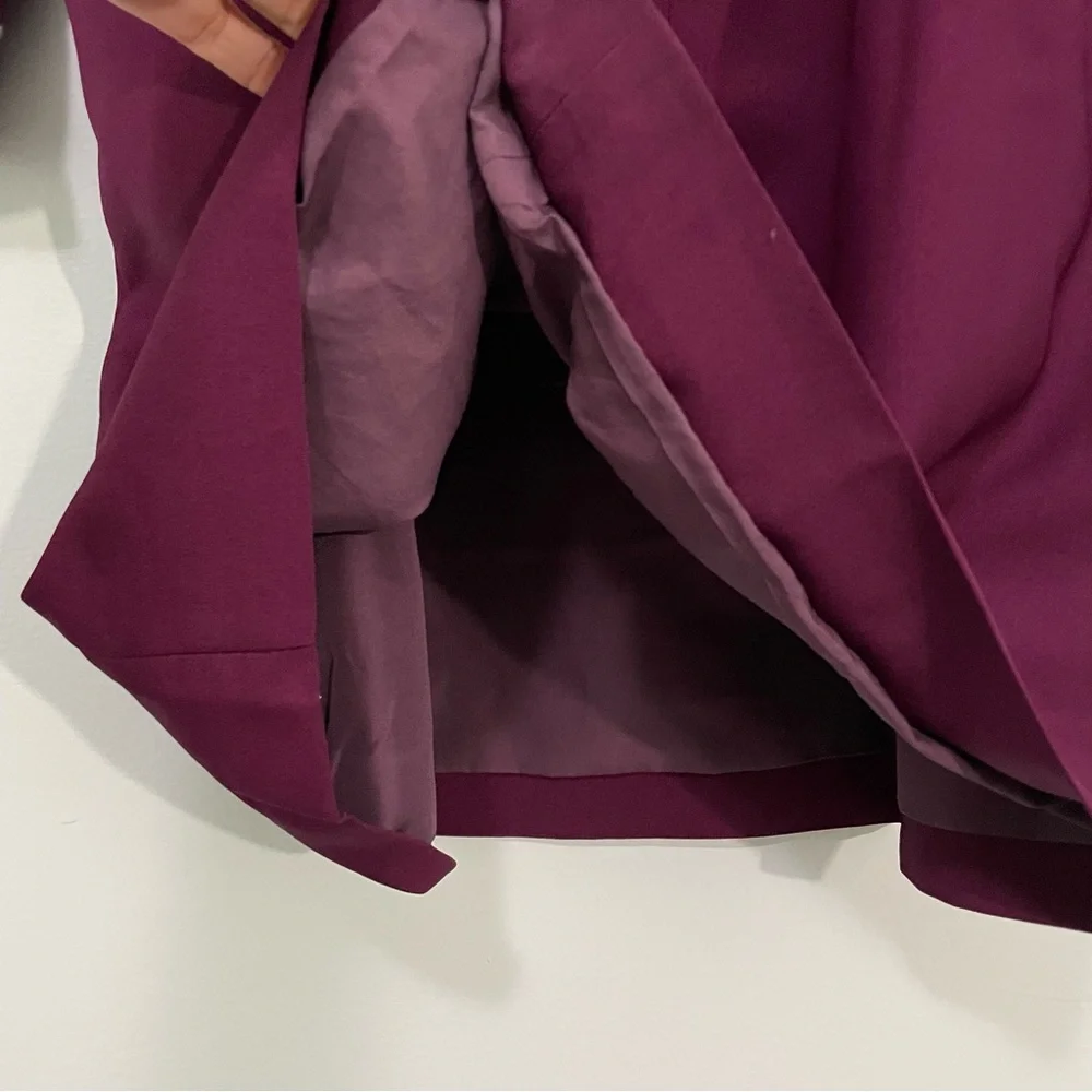 J. Crew Long Sleeve Burgundy Purple Ruffle Neck Shift Dress 4